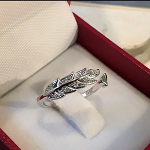 NEW S925  La Plume de Feather Cubic Zircon Ring
